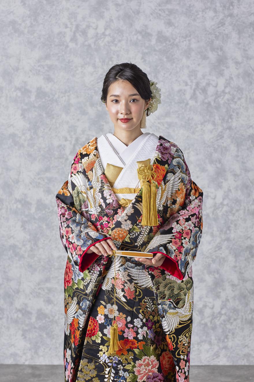 山桜鶴文様