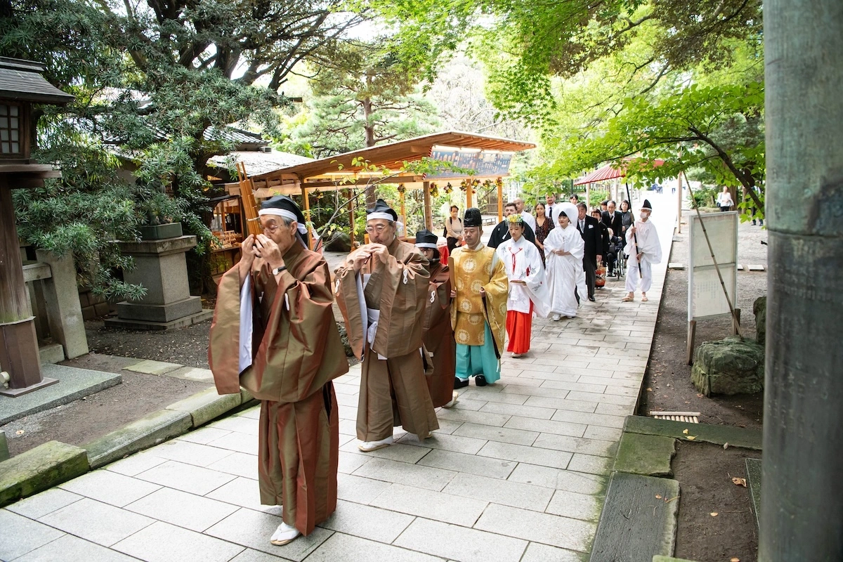 由緒ある神社での伝統的な神前挙式